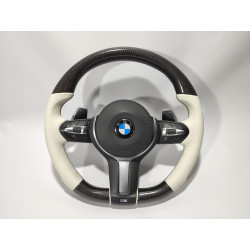 Steering Wheel Carbon White Leather