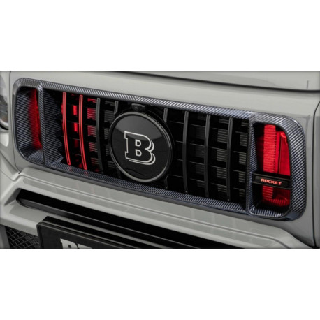 Front grille frame insertion with LED emblem